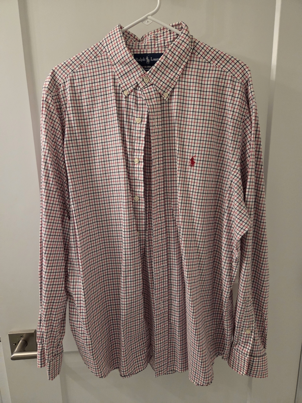 2 Ralph Lauren Men’s Button-Down Dress Shirts - Red Check And Blue Check